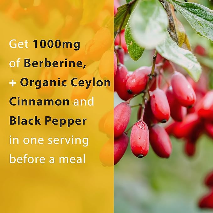 Thomas' all-natural Remedies Berberine 500mg (1000mg Per Serving)- 120 Vegan Capsules- with Ceylon Cinnamon & Black Pepper- Supports Healthy Immune Function & Overall Wellness