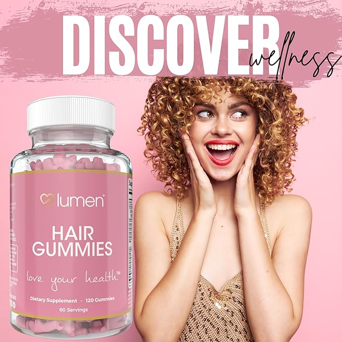 Hair Gummies for Women – with Biotin, Folate, Vitamins A, C, D & E – 120 Gummies – 60 Servings – Delicious, Non-GMO, Gluten-Free Formula (120 Count (Pack of 1))