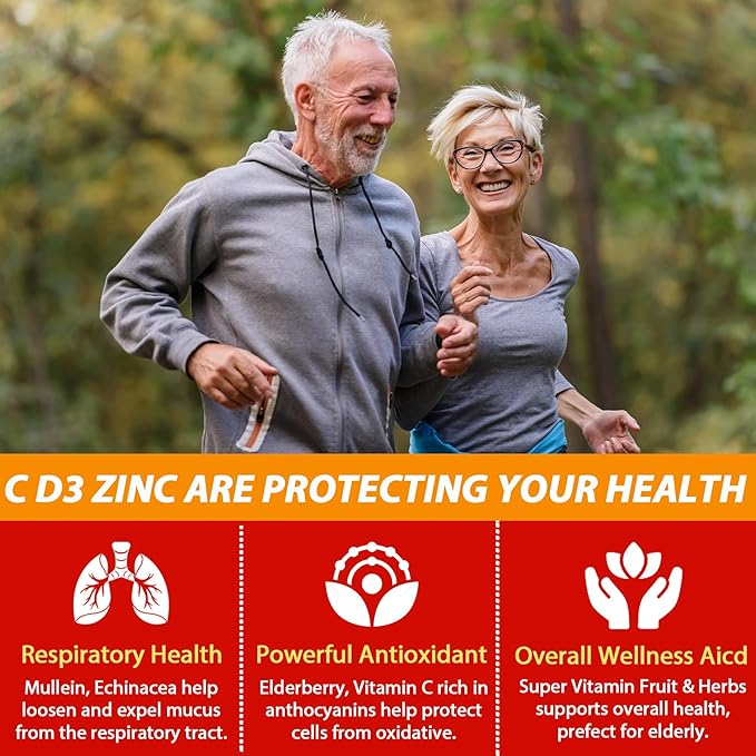 Sugar Free Vitamin C + D3 + Zinc Gummies for Adults 50+ & Calcium + D3 & Magnesium Filled Gummies for Kids 4+