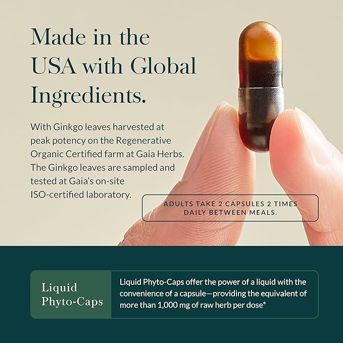 Gaia Herbs Mental Alertness - Brain Support Supplement to Help Maintain Focus & Memory* - with Eleuthero, Ginkgo Leaf, Gotu Kola, Rosemary & Oats - 60 Vegan Liquid Phyto-Capsules (15-Day Supply)