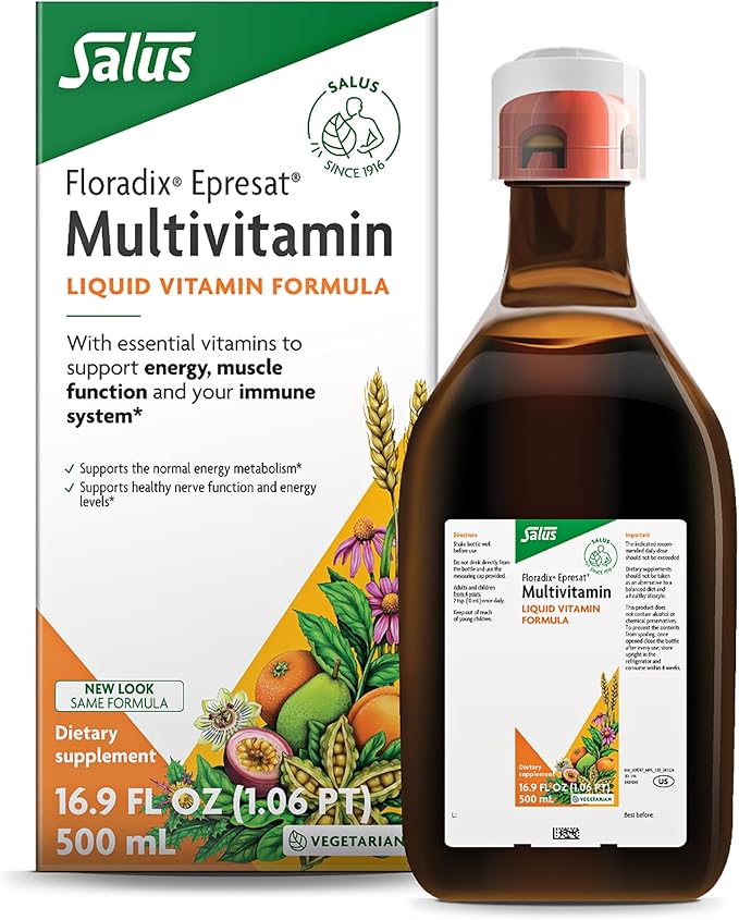 Floradix Epresat Adult Multivitamin - Daily Liquid Multivitamin with Vitamin A, Milk Thistle & More for Wellness - Energy Support & Liver Health Support* - Vegetarian, Non-GMO - 16.9 fl oz