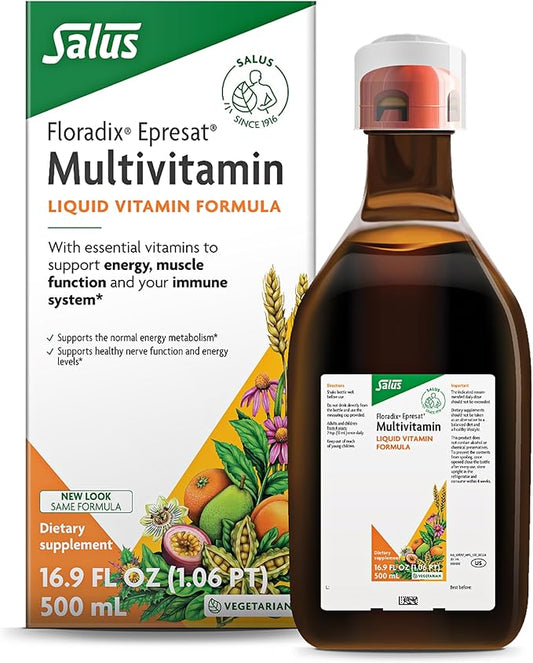 Floradix Epresat Adult Multivitamin - Daily Liquid Multivitamin with Vitamin A, Milk Thistle & More for Wellness - Energy Support & Liver Health Support* - Vegetarian, Non-GMO - 16.9 fl oz
