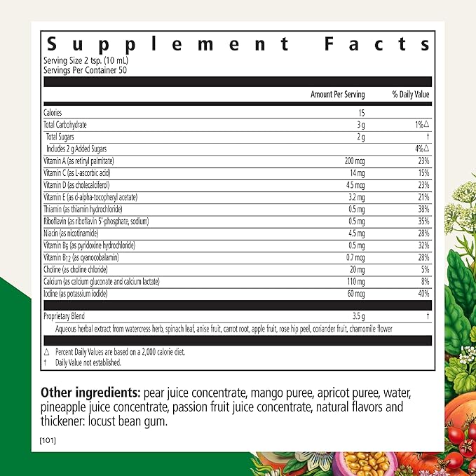 Floradix Kinder Love Children's Multivitamin - Liquid Multivitamin for Kids with Vitamins A, C, D & E, Calcium & More - Vegetarian, Non-GMO, Gluten-Free - 16.9 fl oz