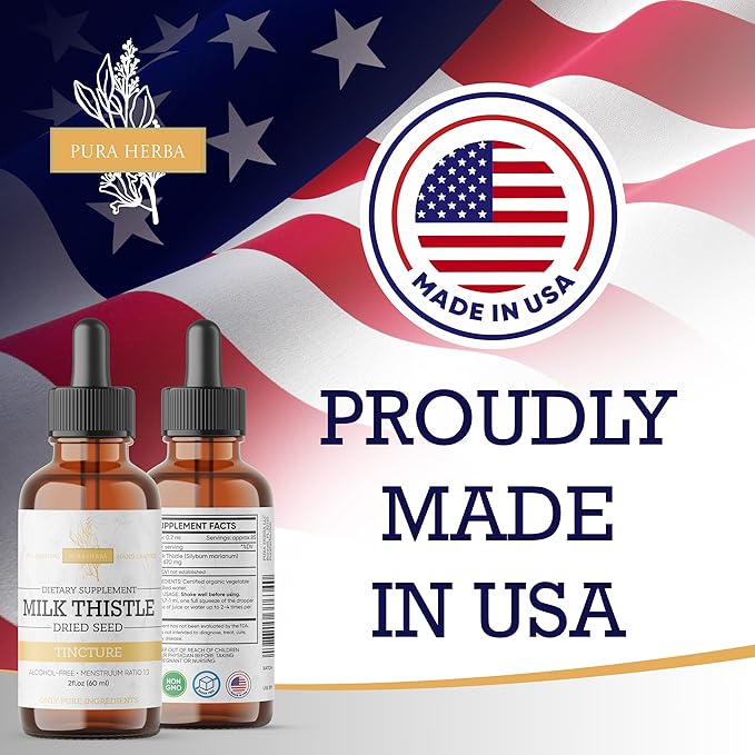 Milk Thistle Liquid Extract – Alcohol-Free Milk Thistle Tincture – Vegan, Non-GMO – Made in USA – 2 fl oz