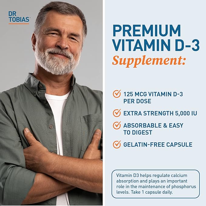 Dr. Tobias AKG Supplement & Vitamin D3 - Optimize Cellular Energy & Bone Health with High-Potency Vitamin D & Bioavailable AKG, Non-GMO