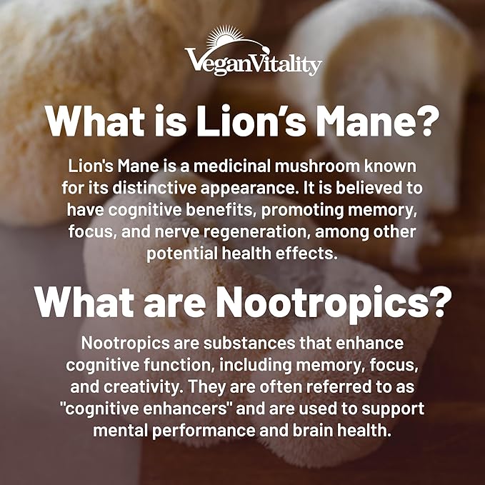 Vegan Vitality Brain & Body Balance Bundle: 120 Lions Mane Mushroom Nootropic Brain Support Supplement and 60 Vegan Vitamin D3 + K2 4000IU (100mcg)