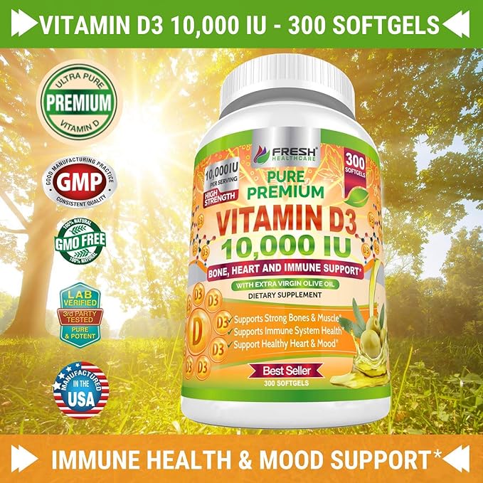 FRESH HEALTHCARE Chlorella and Vitamin D3 10,000 IU - Bundle
