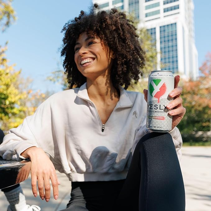 Yesly Functional Water, Kiwi Strawberry, Naturally Flavored Still Water with Electrolytes, Magnesium, Potassium, Vitamin C, B6 & B12, Zero Sugar, No Artificial Sweeteners, 16 Fl Oz Cans, 12 Pack