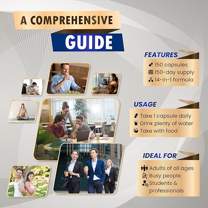 CORTISOL Wellness Ashwagandha 14-in-1 Natural Blend with Phosphatidylserine Magnolia Rhodiola St. John's Wort Peppermint Bacopa - 150 Count - Made & Tested in The USA