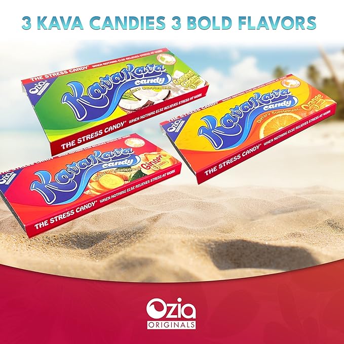 Ozia Originals Kava Kava Candy - 8 Kava Candies Per Pack, Kava Extract Stress Relief Supplement, Natural Kava Root Chill Happy Pill, Encourages Positive Mood - Ginger Mint Flavor, 1 Box (12 Packs)
