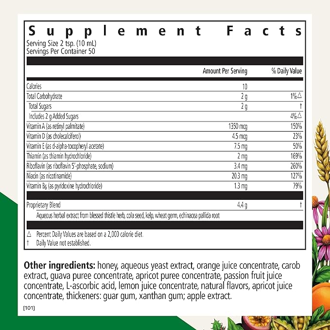 Floradix Epresat Adult Multivitamin - Daily Liquid Multivitamin with Vitamin A, Milk Thistle & More for Wellness - Energy Support & Liver Health Support* - Vegetarian, Non-GMO - 16.9 fl oz