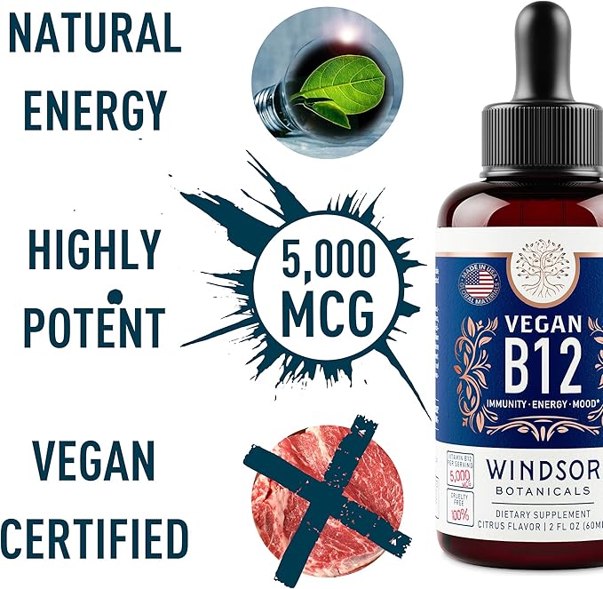 WINDSOR BOTANICALS Vegan Vitamin B12 and Male Fertility Supplement with Maca Root - Energy and Fertility Bundle
