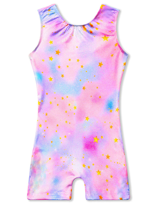 Girls Leotards for Gymnastics Size 6-7 Years Old Sparkly Pink Unicorn Print Workout Biketard Unitard