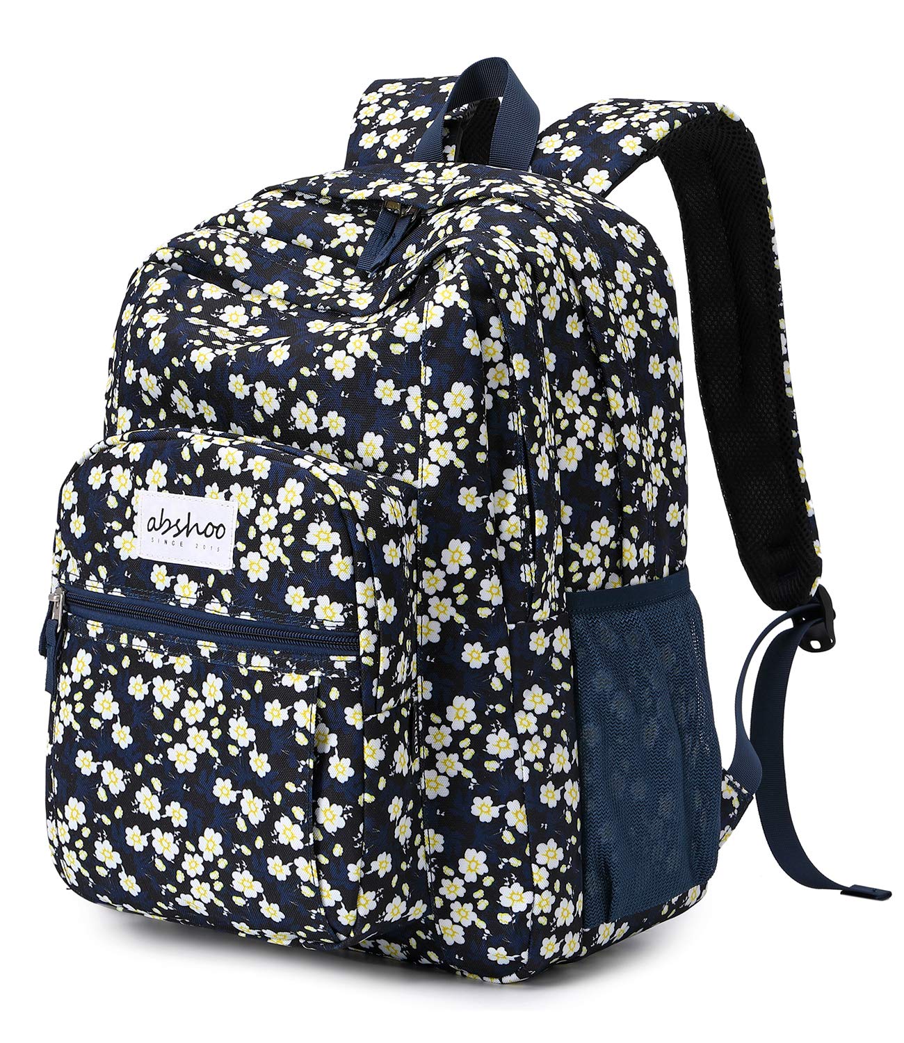 abshoo Classical Basic Womens Floral School Backpack For College Teen Girls Water Resistant Bookbag (Floral Navy)