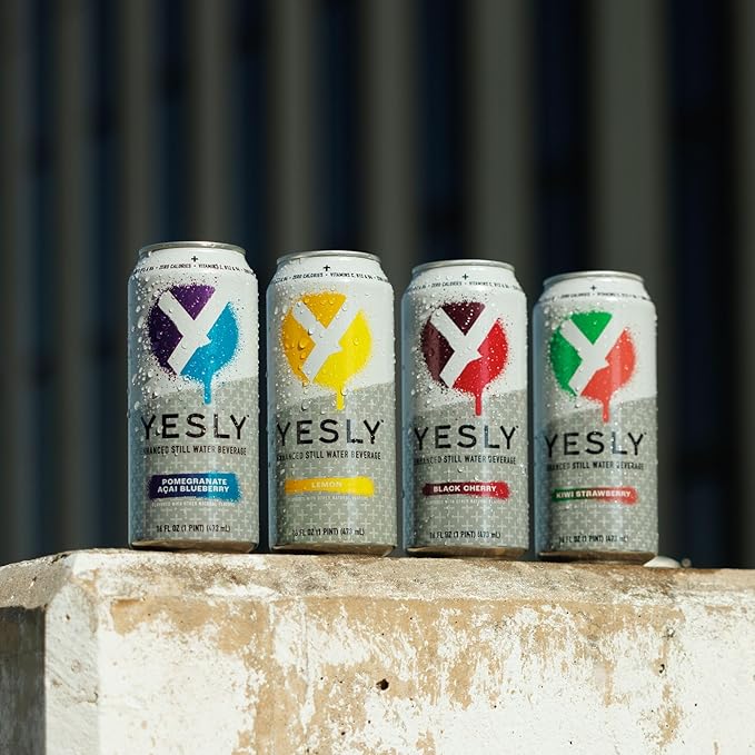Yesly Functional Water, Variety Pack, Naturally Flavored Still Water with Electrolytes, Magnesium, Potassium, Vitamin C, B6 & B12, Zero Sugar, No Artificial Sweeteners, 16 Fl Oz Cans, 12 Pack