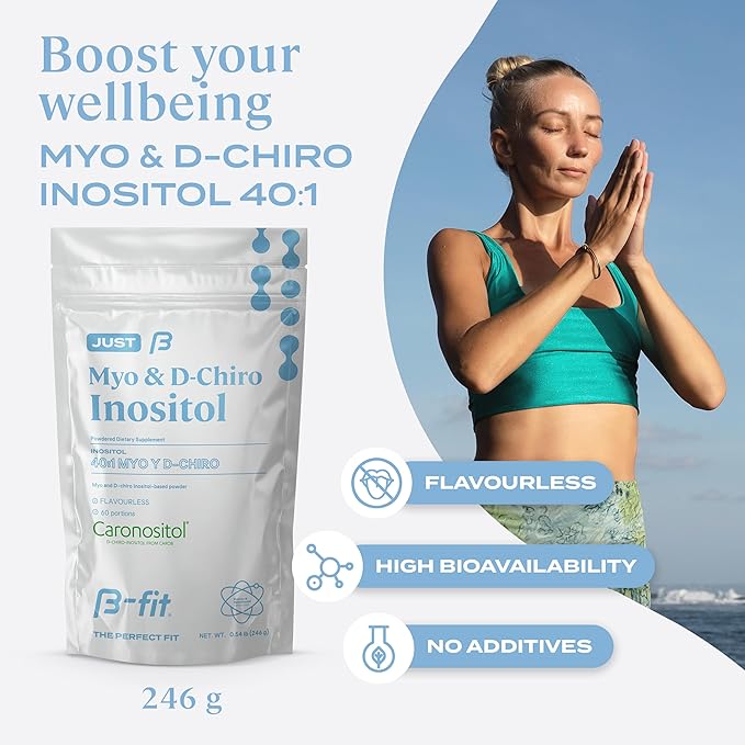 Just Inositol - Myo-inositol & D-Chiro Inositol Supplement 40:1 Formula - 2 Month Supply 60 Servings - No Additives - Inositol Powder