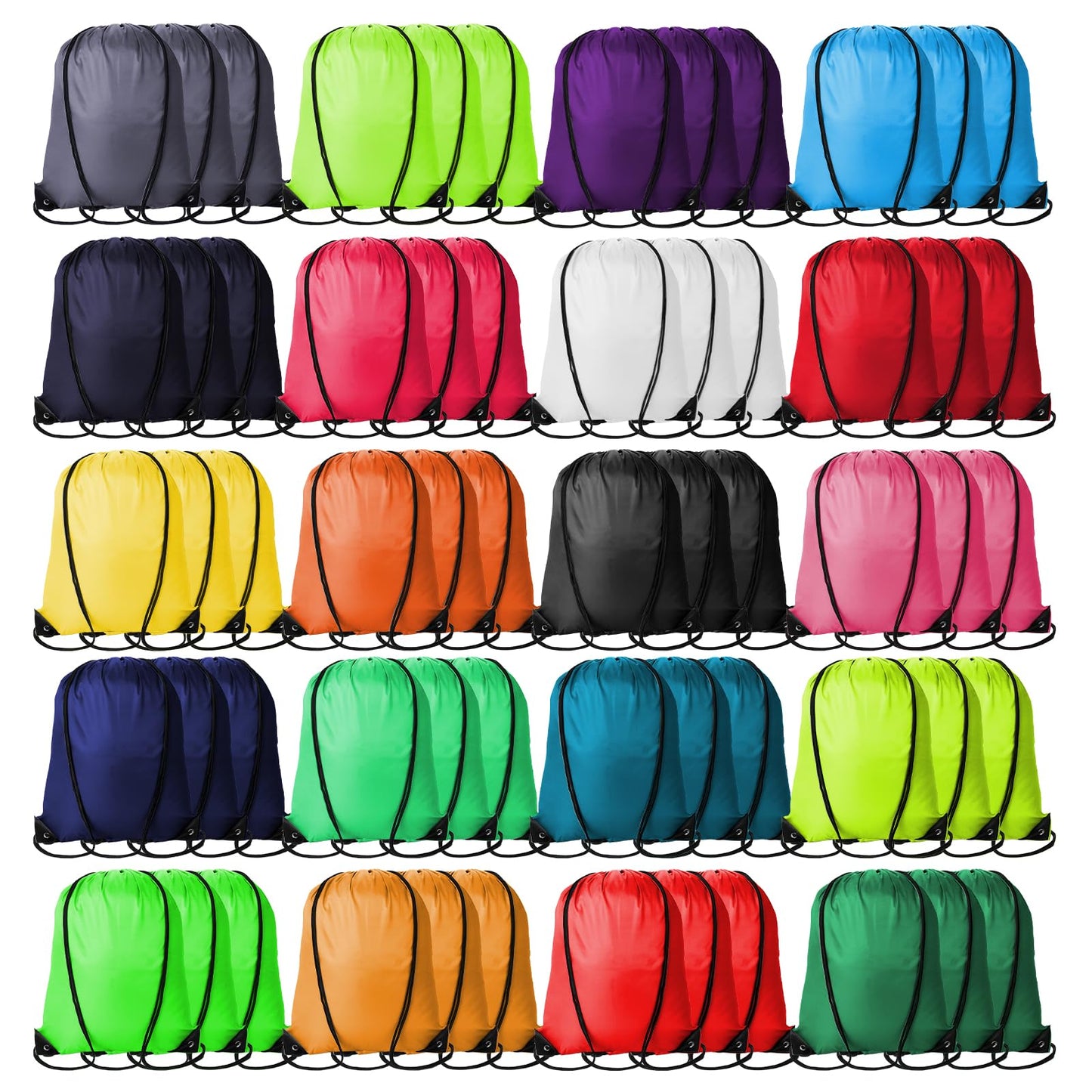 Kuhome 60Pcs Drawstring Backpacks Bulk String Bag Cinch Sack Pack Storage Knapsack Polyester Gift Bags Sports Drawstring Bags for Trip Gym Party Bags(20 Colors)