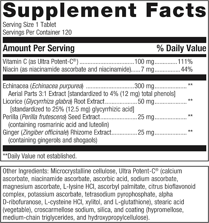 Metagenics Echinacea Synergy - Immune Support Supplement* - Supports Respiratory System* - Echinacea, Perilla Seed & Vitamin C - Non-GMO & Vegetarian - 120 Tablets