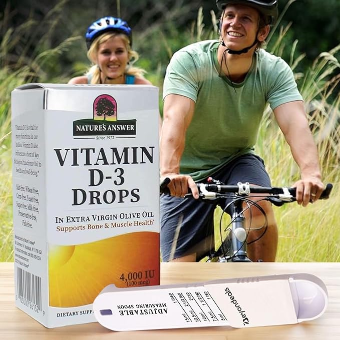 Vitamin D3 Drops | Bundled Measuring Spoon - Vitamin D3 4000 Iu Potency in Virgin Olive Oil, Bone & Muscle Support, Easy-to-Use Dropper [Pack of 3]