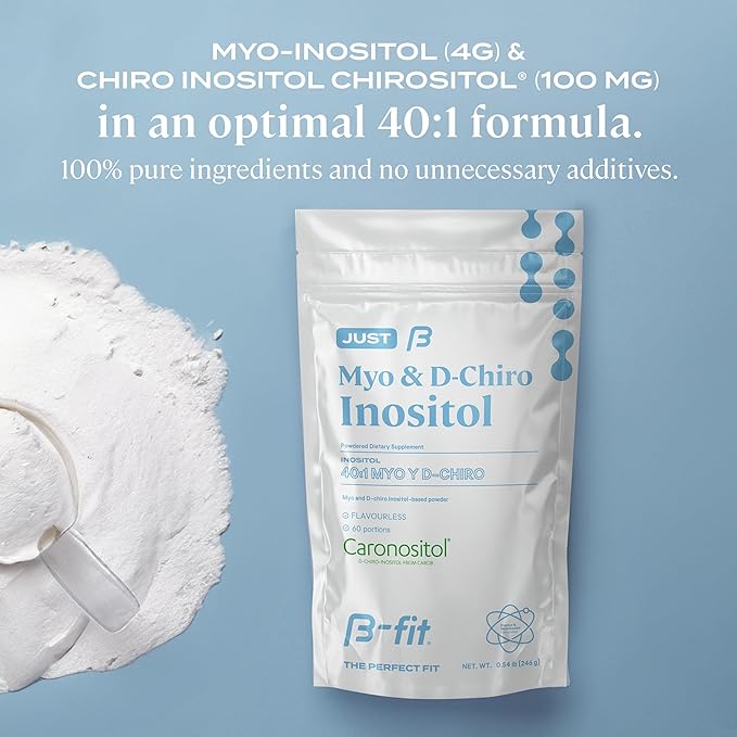 Just Inositol - Myo-inositol & D-Chiro Inositol Supplement 40:1 Formula - 2 Month Supply 60 Servings - No Additives - Inositol Powder