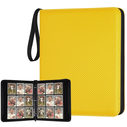 GERMUN 9 Pocket Card Binder, Premium Zip Trading Card Binder, 720 Double Sided Pocket PU Card Collection Binder, Collector Card Album, Card Folder for MTG, TCG, Sports Cards, Game Cards (yellow)