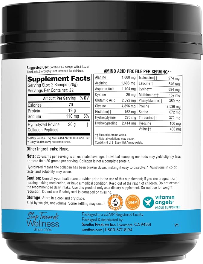 Sandhu's Collagen Peptides Powder & Curcumin with Bioperine| Supports Immune Function