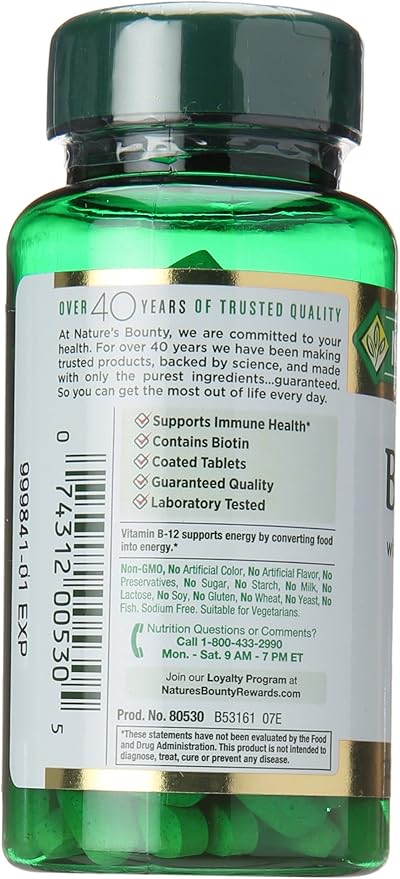 Nature's Bounty Vitamin B-Complex, Time Released Supplement with Folic Acid Plus Vitamin C, Supports Energy Metabolism and Nervous System Health, 125 Count (Pack of 2)