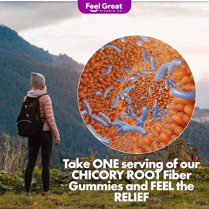 Prebiotic Fiber Gummies by Feel Great Vitamin Co (60 Gummies) | Helps Improve Digestive Health, Restore Natural Gut Flora, and Support Overall Health & Immunity* | Vegetarian & Vegan Friendly Chew