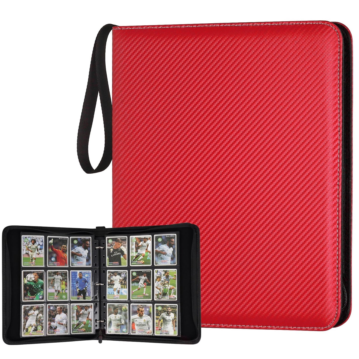 GERMUN 9 Pocket Card Binder, Premium Zip Trading Card Binder, 720 Double Sided Pocket PU Card Collection Binder, Collector Card Album, Card Folder for MTG, TCG, Sports Cards, Game Cards (Red)