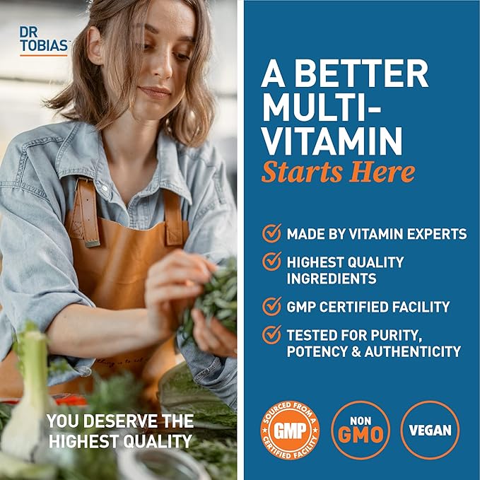 Dr. Tobias Adult Multivamin & Oregano and Caprylic Acid Supports Energy, Immune & Intestinal Health, Gut Flora Balance Complex, 42 Fruits & Vegetables with Probiotics & Herbs for Men & Women