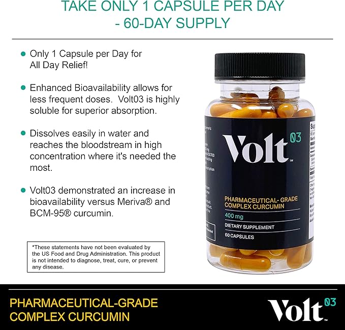 Organic Turmeric Curcumin Capsules, 400mg Complex Curcurmin - Pharmaceutical-Grade Curcumin Supplement for Joint Health, Immune Support, & Healthy Inflammation Response, 60-day (2 month) supply