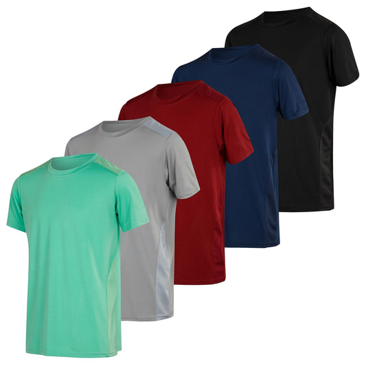 5 Pack Men’s Active Quick Dri Dry Fit Crew Neck T Shirts Athletic Running Gym Workout Short Sleeve Tee Tops Camisas Para Hombres Summer