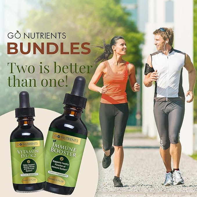 Go Nutrients Liquid Vitamin D3 Drops + Immune Booster - Combat Seasonal Stressors and Stimulate Your Immune System