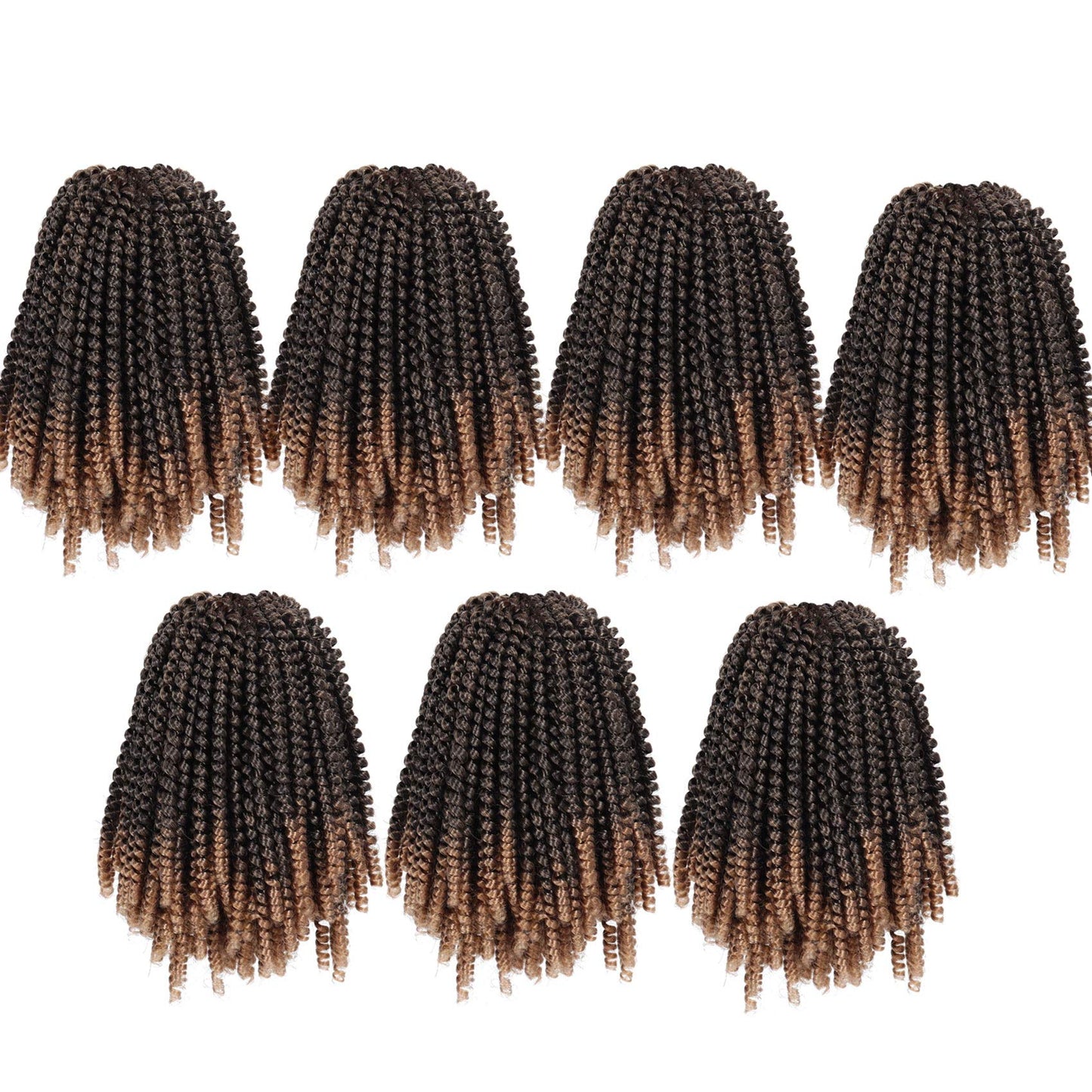 7 Packs Spring Twist Braiding Hair Spring Twists Bomb Twist Hair Synthetic Fiber Fluffy Twist Crochet Braids Low Temperature Fiber Crochet Hair for Women Braiding Hair (8inch,T1B/27)