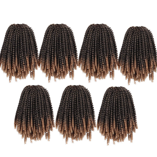 7 Packs Spring Twist Braiding Hair Spring Twists Bomb Twist Hair Synthetic Fiber Fluffy Twist Crochet Braids Low Temperature Fiber Crochet Hair for Women Braiding Hair (8inch,T1B/27)