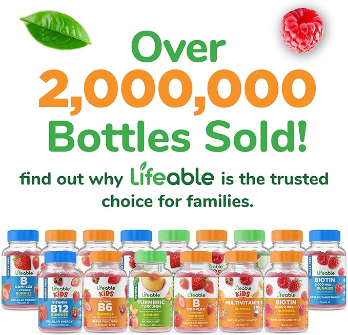 Lifeable Teens Biotin 10000mcg Gummies | Vitamin B7 | Vegan Biotin Supplement | Great Tasting Biotin Gummies for Hair Growth, Healthy Skin and Nails | Biotin Vitamins for Teens | 90 Gummies