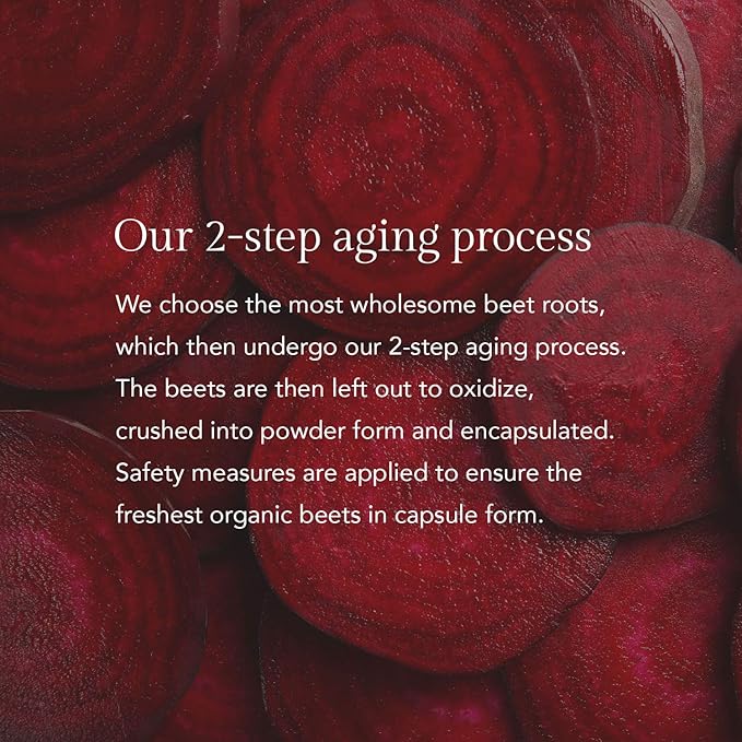 Aged Beet Root Capsules - Beet Pills for Stamina - Organic Beet Root Powder - Nitric Oxide Supplement - Nitrate No Sugar - 30 Capsules - Beet Root Supplement - Super