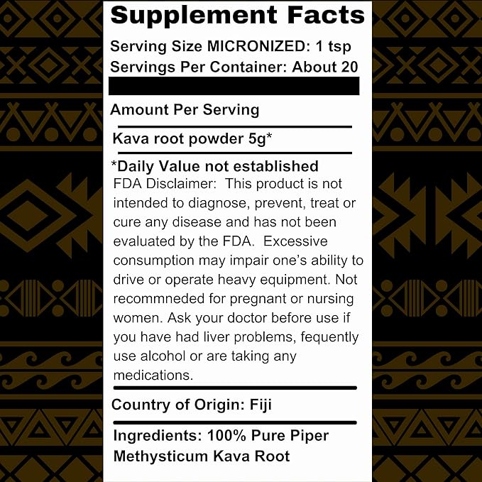 TUI KAVA Premium Wellness KAVA - MICRONIZED Noble Kava 100g (3.5oz) - Trial/Travel Size | Very Heady | All Natural Relaxation | Increase Focus | Mood/Sleep Support | Stress Relief | NO Straining