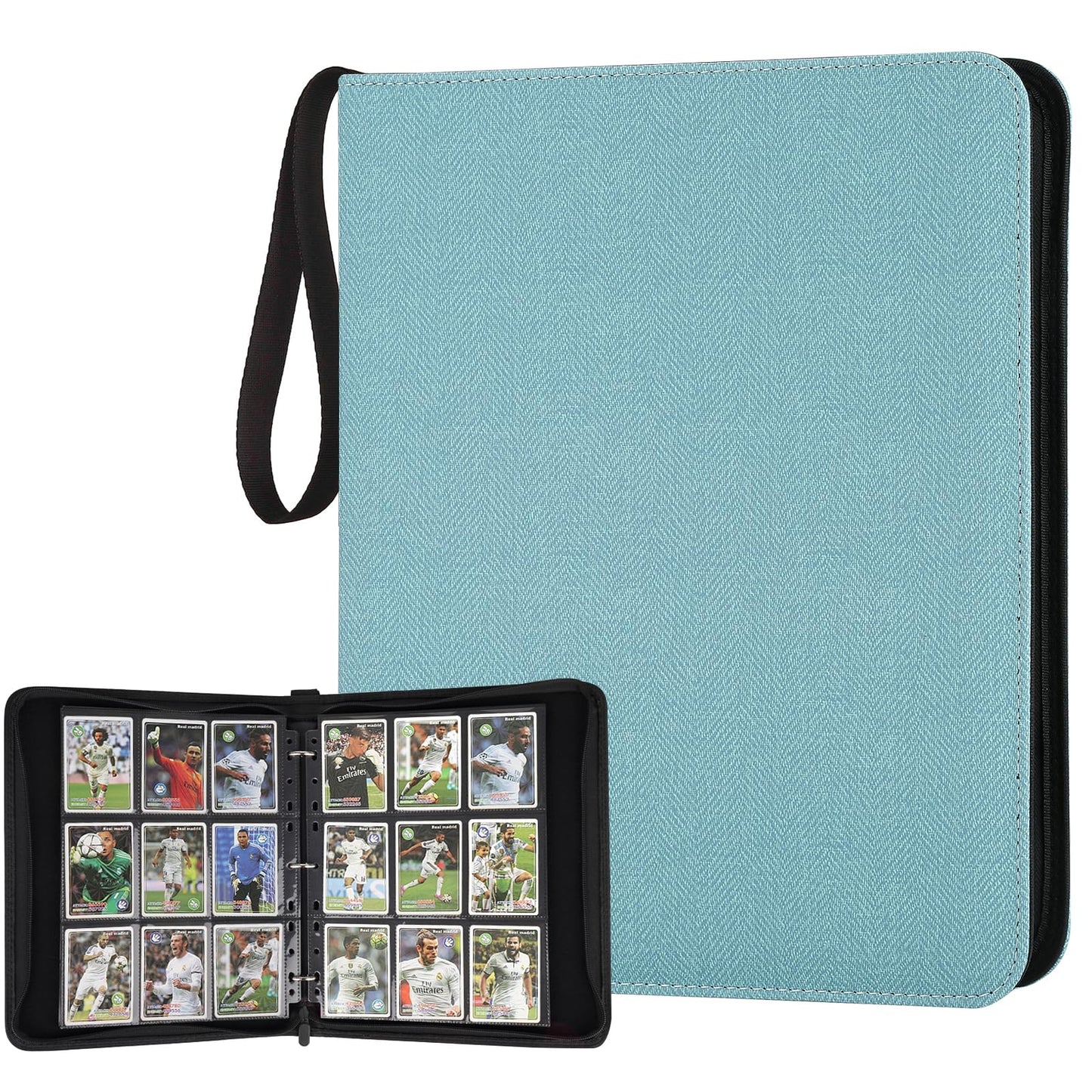 GERMUN 9 Pocket Card Binder, Premium Zip Trading Card Binder, 720 Double Sided Pocket PU Card Collection Binder, Collector Card Album, Card Folder for MTG, TCG, Sports Cards, Game Cards (Lake Blue)