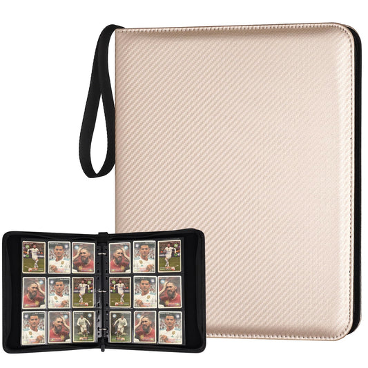 GERMUN 9 Pocket Card Binder, Premium Zip Trading Card Binder, 720 Double Sided Pocket PU Card Collection Binder, Collector Card Album, Card Folder for MTG, TCG, Sports Cards, Game Cards (Luxury Gold)