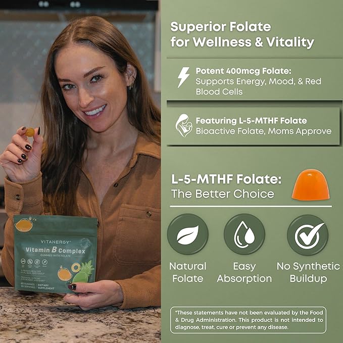 Tropical B Complex Gummies for Women – Sugar-Free, Vegan, Non-GMO – 7 B Vitamins + Iron, Energy & Immune Support – Portable Pouch, Made in USA, 60 Count