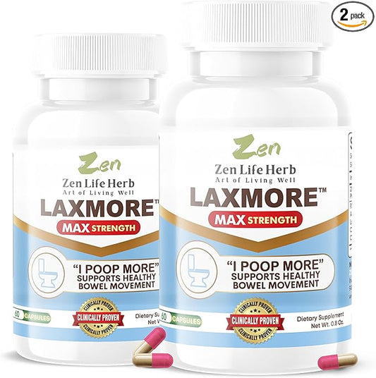 LAXMORE I Poop More Max Strength 100% Natural Plant-Based Supplement (120 Capsules)