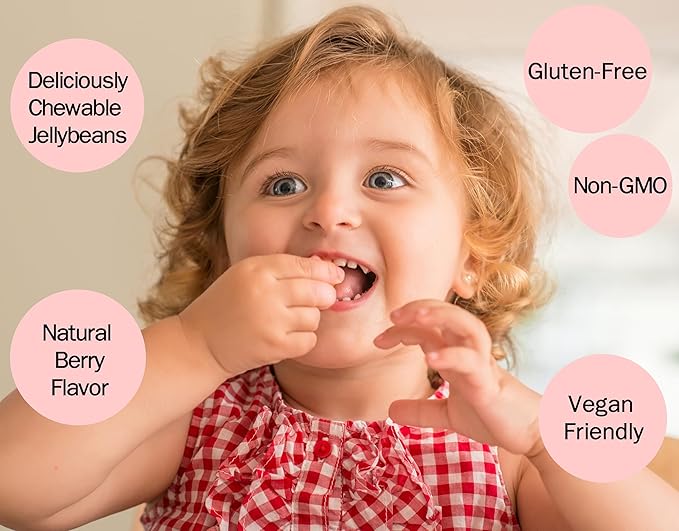 Kids Daily Multivitamin Jellybeans –– Natural Cherry Flavor – Non-GMO – Gluten Free – Vegan Friendly