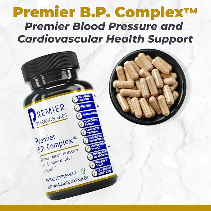Premier Research Labs BP Complex - for Heart Health - with Garlic, Hawthorn, Olive Leaf, Reishi, Cayenne & Organic Celery - Allicin Supplement - Non-GMO, Vegan Formula - 60 Plant-Source Capsules