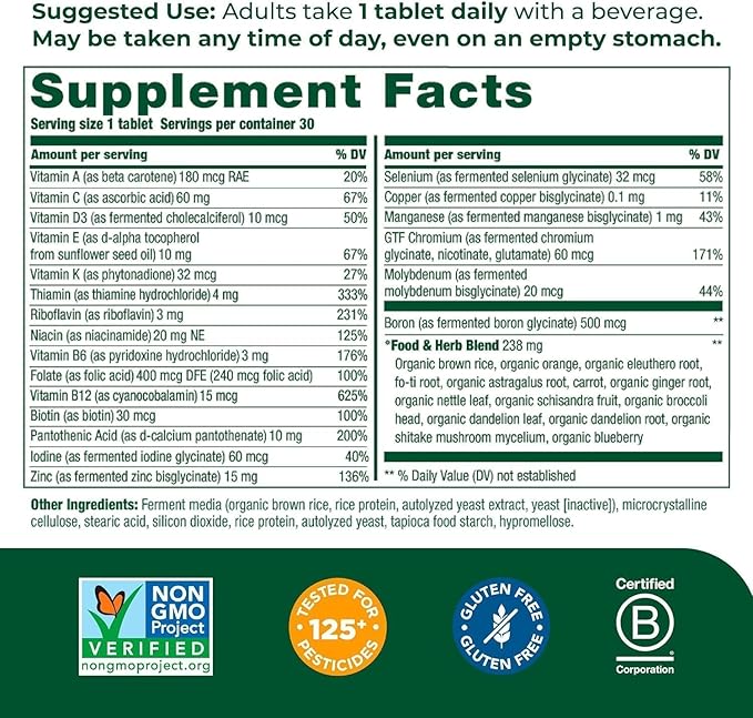 MegaFood One Daily Mens Multivitamins - Multivitamin for Men - Vitamin C, Vitamin D3 & Vitamin B12 - Muscle, Energy Metabolism & Immune Support - Vegetarian, Gluten Free - 30 Tablets, 30 Servings