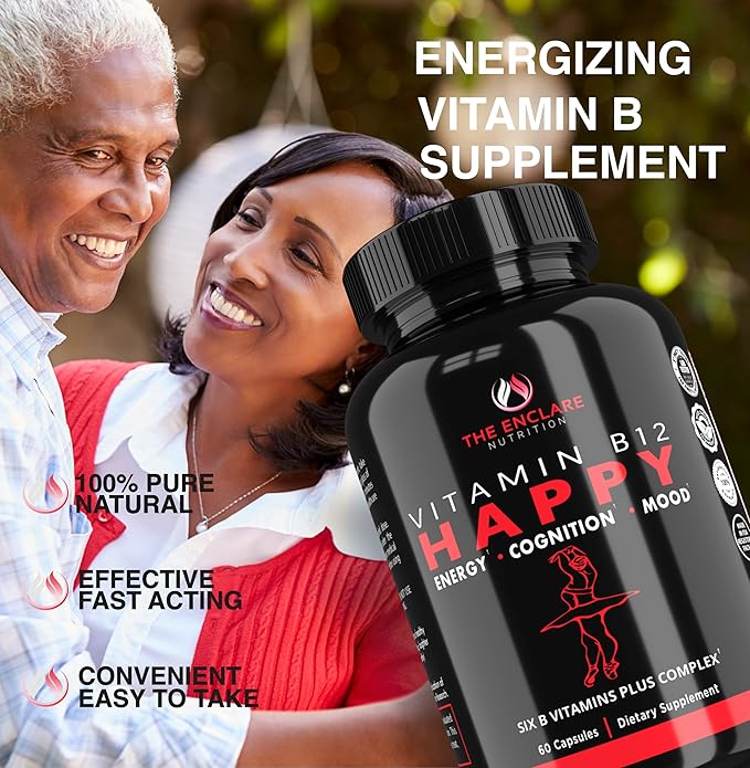 THE ENCLARE NUTRITION Vitamin B12 - B Complex Vitamins Supplement-Energy Metabolism, Nervous System Support, Brain, Heart, Tissue Health with Vitamin C & B(1,2, 3,5,6,7,8,9,12) Vegan Max Strength (3)