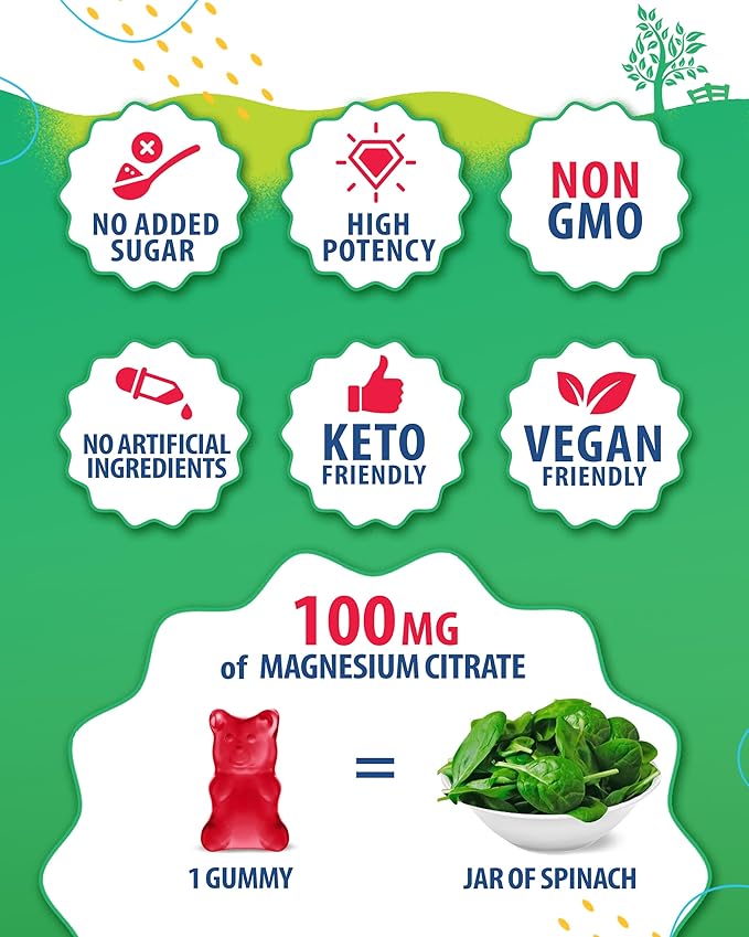 SUNNY SAM Vitamin D3 K2 Gummies 5000 IU & Magnesium Gummies for Kids Citrate Chewable Supplement for Mood & Muscle Support