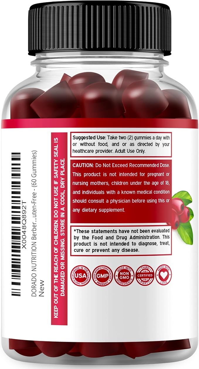 Berberine Gummies with Ceylon Cinnamon (1,200mg) Premium Sugar-Free Berberine Ceylon Cinnamon Supplement for Adults - Third-Party Tested, Non-GMO & Made in USA - 60 Count Chewable Gummies
