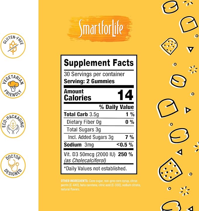 Smart for Life Vitamin D 3 Bundled with Vitamin C Gummies for The Whole Family