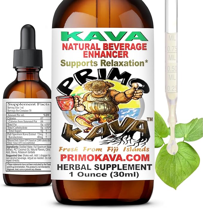 Kava Drops | Water Soluble Kava Extract | Concentrated Tincture Beverage Enhancer | Authentic Kava Kava from Fiji, 40mg Kavalactones | 1oz